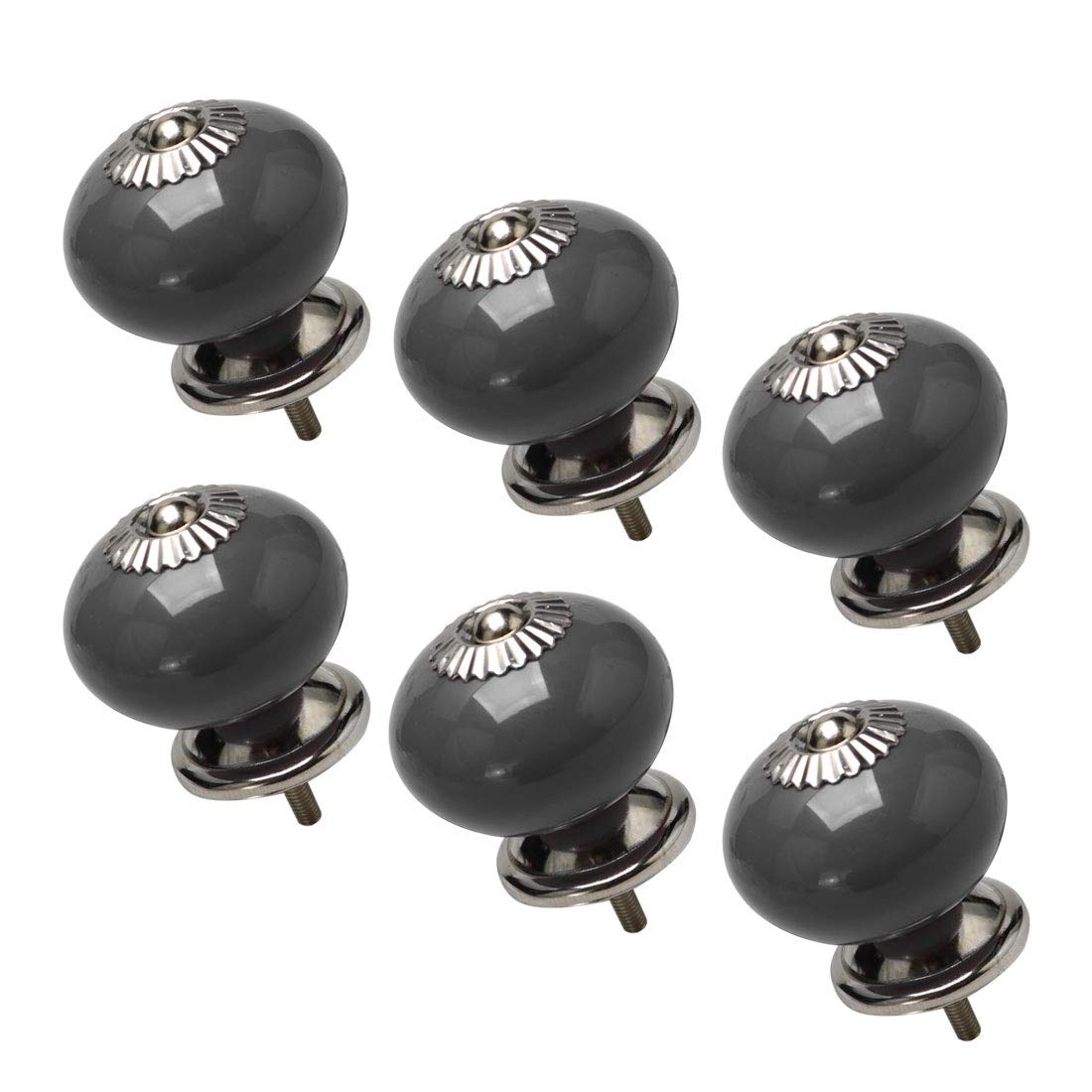 sourcing map 6pcs Ceramic Knobs Vintage Knob Drawer Round Pull Handle Furniture Drawer Cabinet Cupboard Wardrobe Dresser Decorative Grey