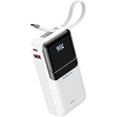 MOKiN Portable Charger, 10000mAh 30W Power Bank Fast Charging, Phone Battery Pack with Built in Cable, 4 Outputs, Travel Compact Powerbank USB C for iPhone 17 16 15 14 13 iPad Pro MacBook Air Samsung