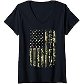 Womens STFU Camo Flag V-Neck T-Shirt