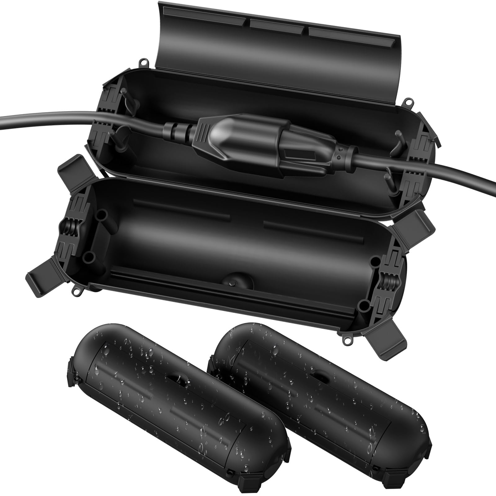 Photo 1 of Flemoon [3 Pack] Outdoor Extension Cord Safety Cover with Waterproof Seal, Weatherproof Electrical Connection Box to Protect Outdoor Outlet, Plug, Socket, Christmas Holiday Decoration Light, Black