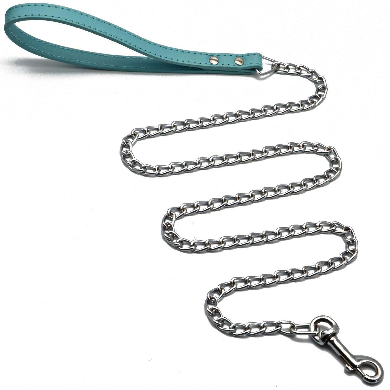 Dog Leash, Metal Pet Leash with Comfortable PU Leather Handle for Small and Medium Size Dogs 4 FT (Blue) โ image 1