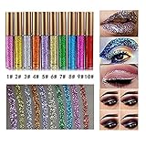 10 Colors Liquid Glitter Eyeliner Metallic Shimmer Glitter Eyeshadow Pigment Eyebrown Shimmer Waterproof Face Lips Art for Party Festival Makeup