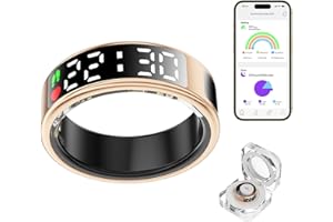 TIMTURBO Smart Ring Health Tracker with LED Display Screen, IP68 Waterproof Fitness Ring, Bluetooth Connection Health Ring Compatible with iOS/Android, Activity Tracker/Heart Rate/SpO2/Sleep
