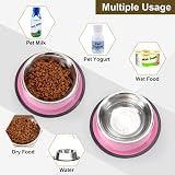 WERFORU 2 Pieces Stainless Steel Dog Bowls Pink Large Size Food Water Feeding view 3