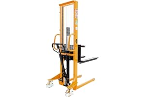 APOLLOLIFT Manual Stacker Hand Pallet Forklift 1100lbs Capacity 63" Lifting Height with Fixed Legs and Adjustable Forks Suitable for Pen Bottom Pallet