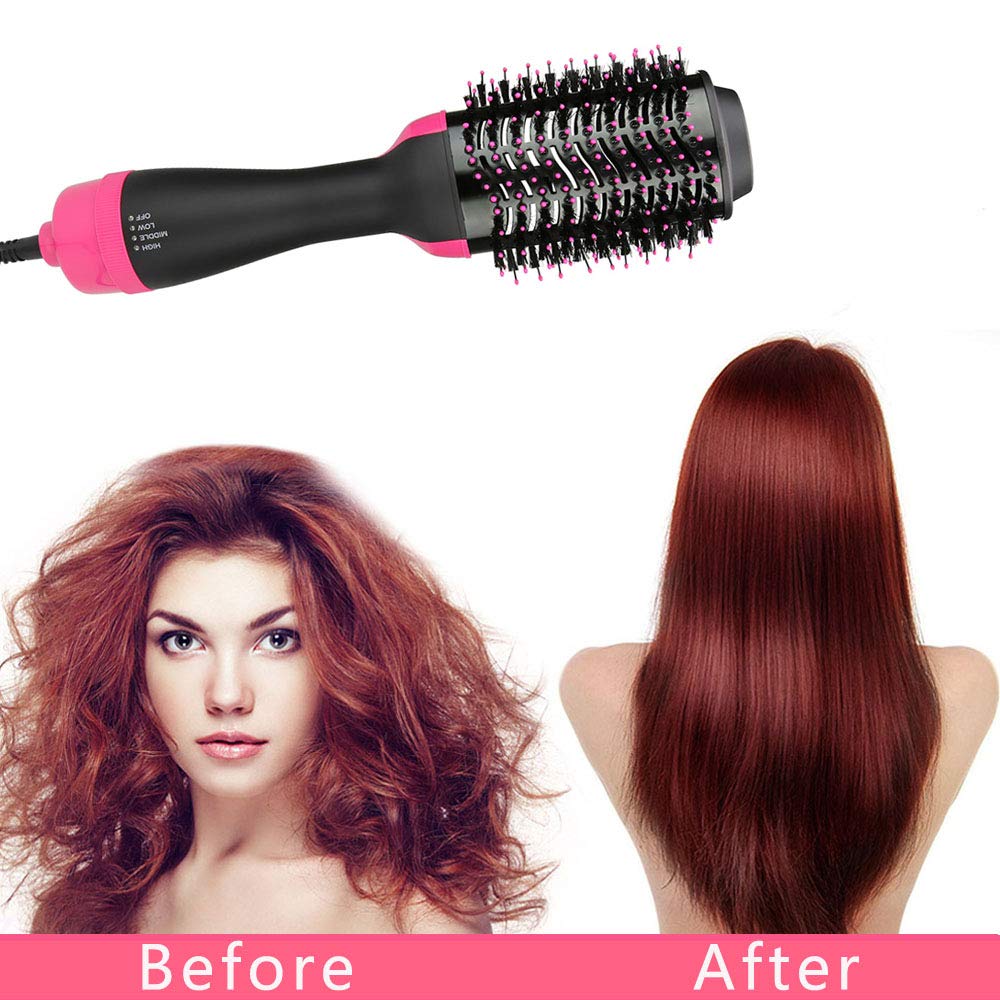 Hair Dryer Brush Hot Air Brush - 4 in 1 Hair Dryer and Volumizer Brush Negative Ionic Salon Hair Straightener and Curler Hot Hair Comb Styling Brush : Beauty