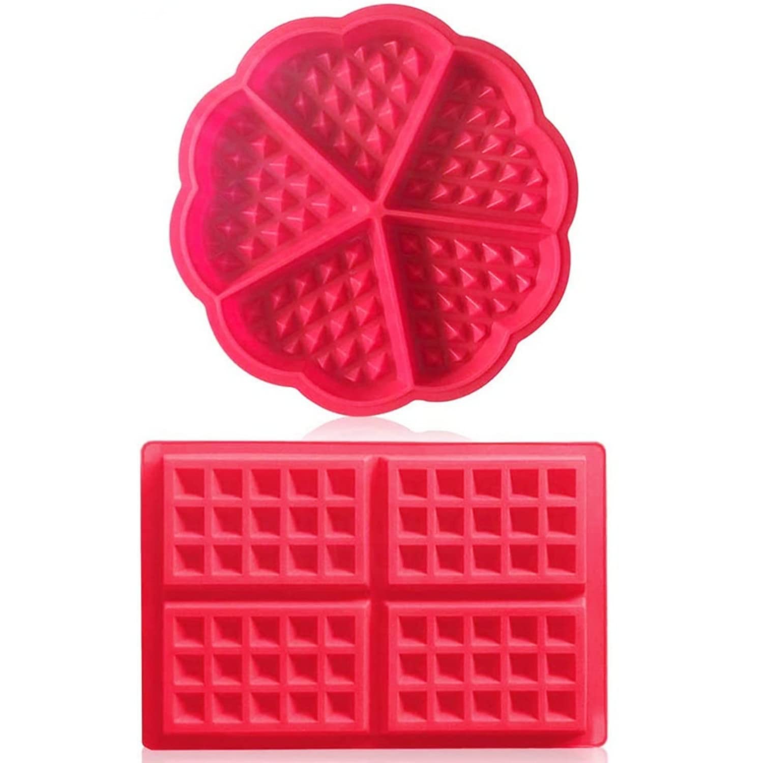 Aestm Silicone Waffle Mould with Good Non-Stick Coating Baking Mould Waffle Moulds Cooking Kitchen Baking Tool 2 Pieces