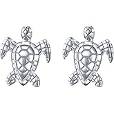 (Health and Longevity) S925 Sterling Silver Sea Turtle Animal Stud Earring for Women