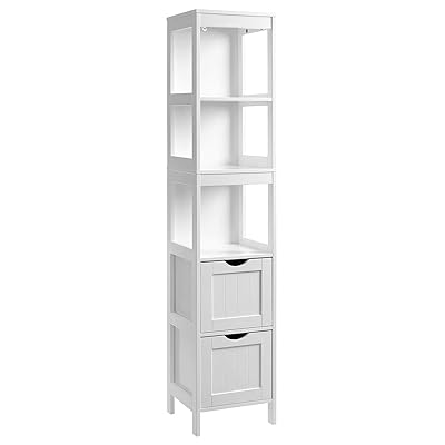 VASAGLE Bathroom Tall Cabinet with 2 Drawers and 3 Open Shelves