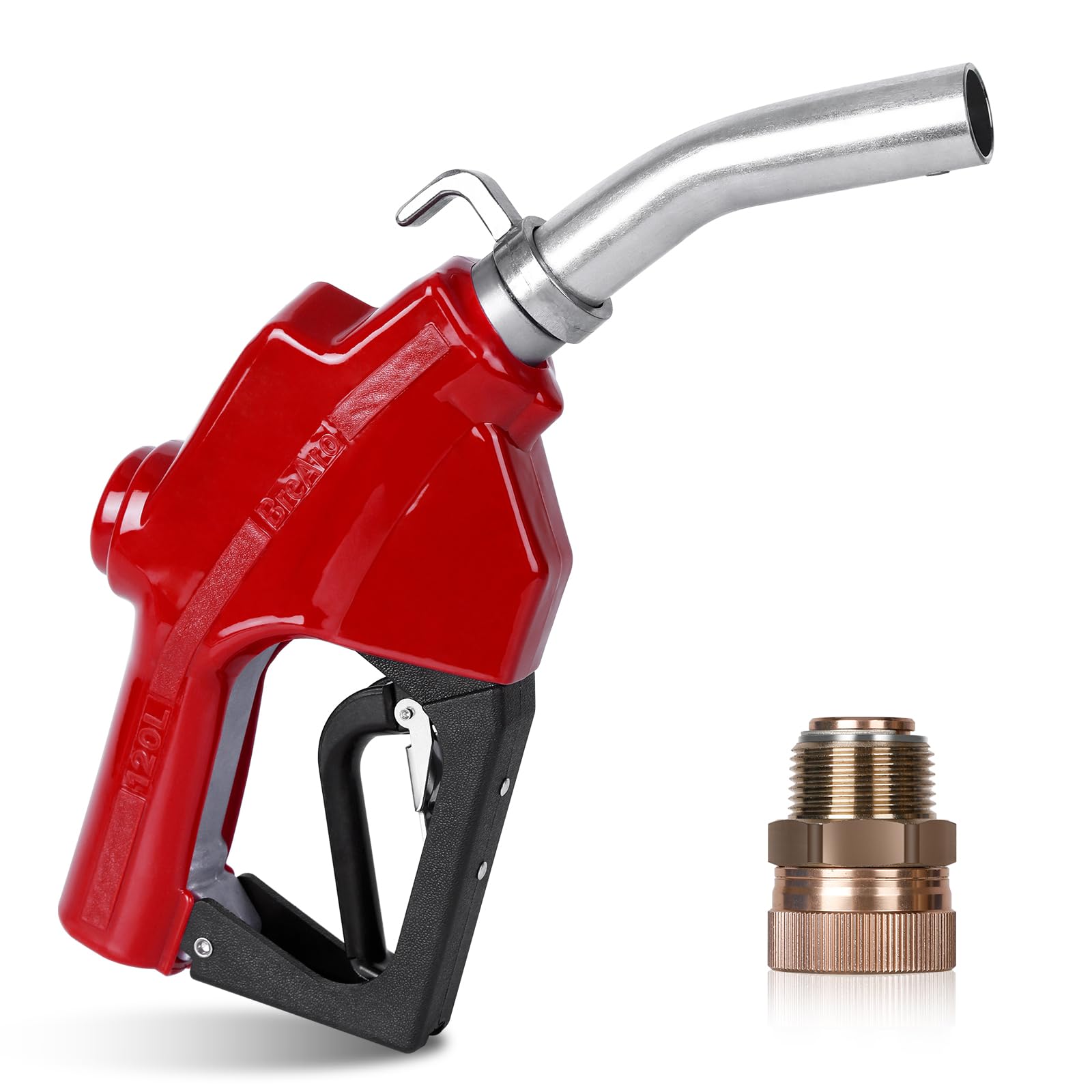 Photo 1 of 1 Inch NPT Automatic Fuel Nozzle Auto Shut-Off Red with Swivel Joint 19/16 Inches (OD=30mm) Gas Pump Nozzle Three Notch Hold Open Clip Used For Diesel, Petro