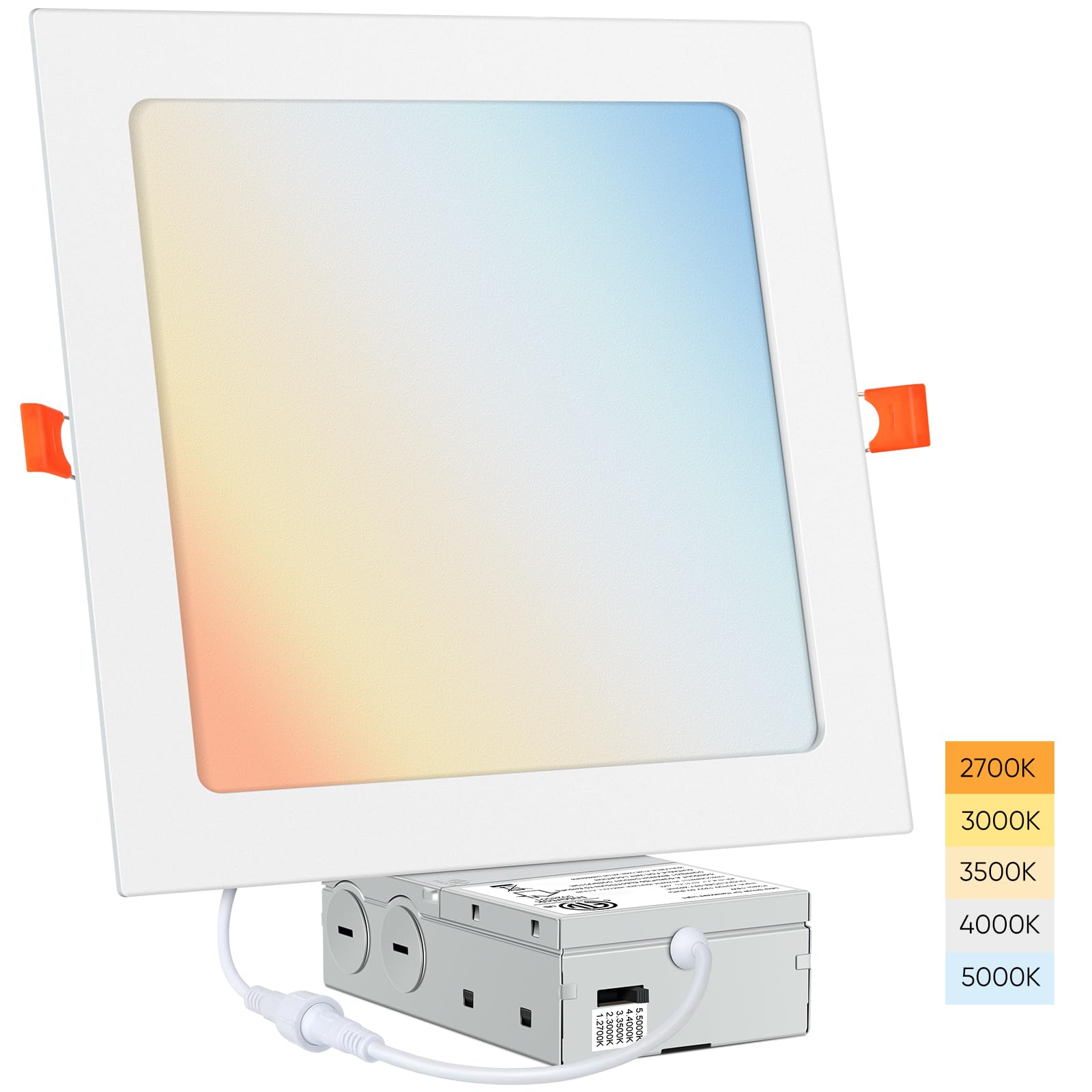 Photo 1 of MujHoJm LED Square Recessed Lighting 8 Inch Ultra-Thin, 18W 1440lm Dimmable LED Square Ceiling Light with Junction Box, LED Downlight 5CCT 2700K-5000K, LED Can Lights - ETL Certified 1 Pack