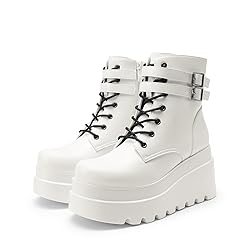 DREAM PAIRS Women Platform Combat Ankle Boots Goth