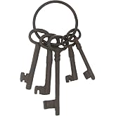 Hananona Vintage Cast Iron Skeleton Key Ring Antique Pirate Treasure Chest Keys Set For Home Decor, Halloween Costume Prop