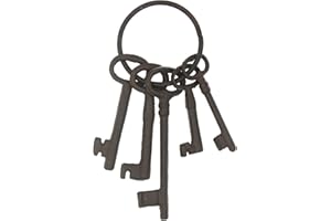 Hananona Vintage Cast Iron Skeleton Key Ring Antique Pirate Treasure Chest Keys Set For Home Decor, Halloween Costume Prop
