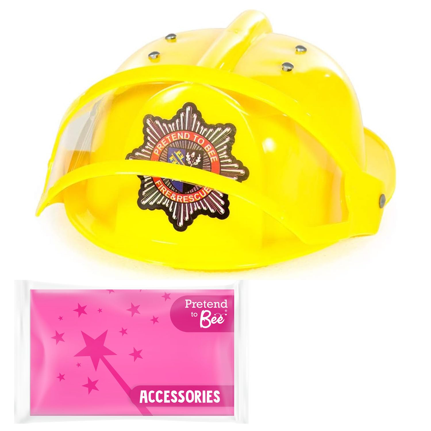PRETEND TO BEE Fire Fighter/Firefighters Helmet Dress Up Costume Accessory for Kids, Yellow, 3+ Years — image 1