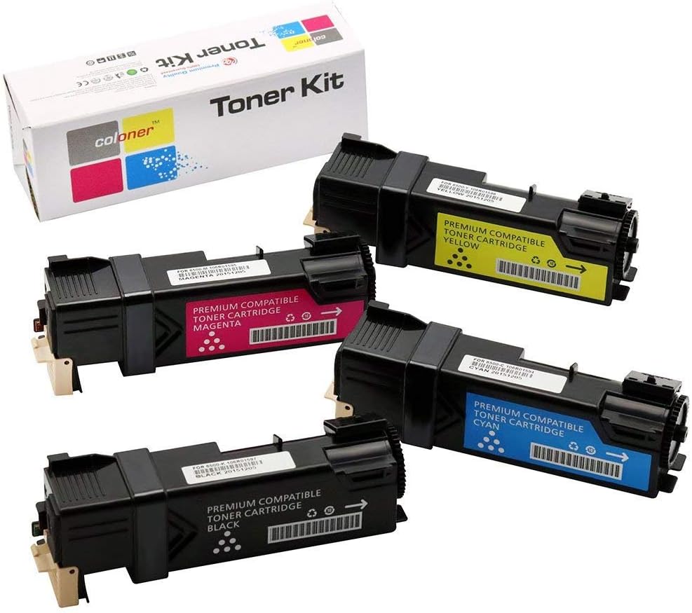 Coloner 4 Pack Compatible Toner Cartridge for Dell 2150, 2155 (Black:331-0719 Cyan:331-0716 Magenta:331-0717 Yellow:331-0718) Compatible with Dell 2150, 2150cdn, 2150cn, 2155cdn, 2155cn Printer