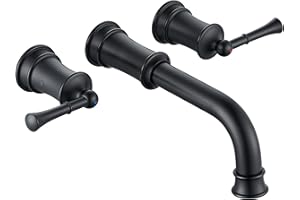 HANGORO High Flow Wall Mount Tub Filler with Rough-in Valve, Wall Mount Tub Faucet, Brass Roman Tub Faucet 2 Handle Wall Mount Bathtub Faucet 360° Swivel Spout, Matte Black(B2306-BK)