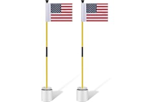 Meooeck 2 Pack Golf Flagstick 3ft Putting Green Pin Flag and Hole Cup Set for Yard Portable 2 Section Fiberglass Mini Golf Set for Driving Range Backyard, Double-side American Flag