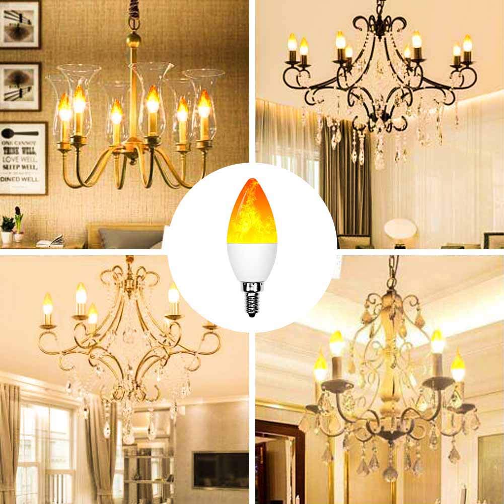 E12 Led Bulb / 2w Flickering Flame Effect Light/Decorative Bulb Simulated Realistic Burning Fire Decoratie Light for Halloween and Party(2 Pack)