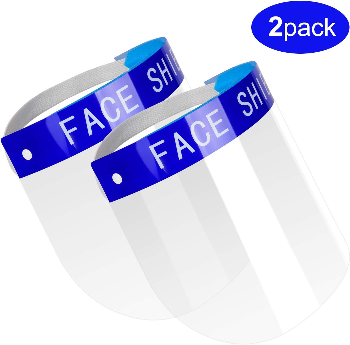 Vibeey Safety Face Shield Full Protection Cap Wide Visor Resistant Spitting Anti-Fog Lens Lightweight Adjustable Transparent Face Shield for Men Women(2 Pack)