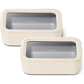 Caraway 2-Piece Glass Food Storage Set with Lids | 6.6 Cup Food Containers (2), Ceramic Coated, Non-Toxic, Non-Stick, Dishwasher, Oven, Microwave Safe, Mist