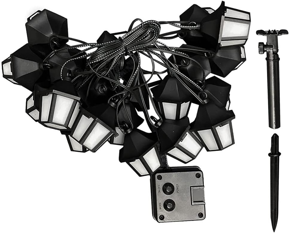 Mobestech 1 Set 20 LED Lantern Mini Kerosene Solar String Lights 5. 8m Vintage Kerosene Lamp for Patio Garden Holiday Home Decoration