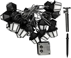 Mobestech 1 Set 20 LED Lantern Mini Kerosene Solar String Lights 5. 8m Vintage Kerosene Lamp for Patio Garden Holiday Home Decoration