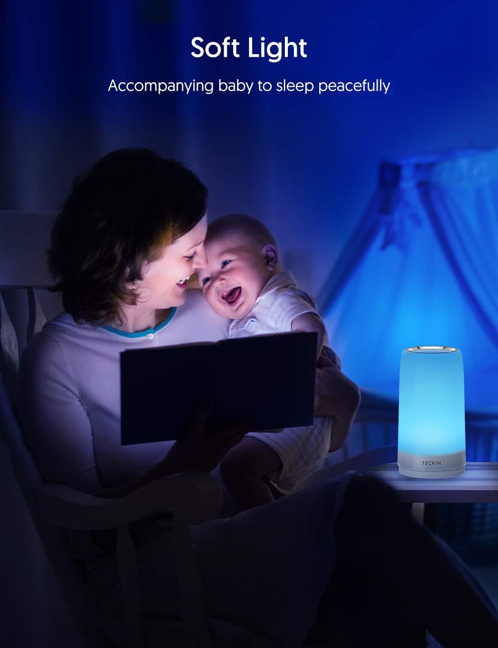 Table Lamp LED Touch Bedside Lamp Nightstand lamp Night Lights, TECKIN Desk Lamps Dimmable Warm White Light & Color Changing RGB lamps for Bedrooms, Living Rooms and Office: Home Improvement