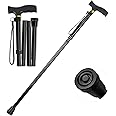 Walking Cane ANCKNE Cane for Woman | Lightweight, 5-Level Height Adjustable and Aluminum Folding Canes for Seniors | Ergonomic Wheeled Handle | Portable Walking Stick Collapsible Cane