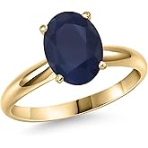 Gem Stone King 14K Yellow Gold Blue Sapphire Engagement Ring For Women | 4.50 Cttw | Oval 11X9MM | Gemstone September Birthstone | Wedding Engagement Anniversary Promise Ring For Women
