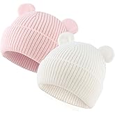 MniJiza Bear Baby Beanie Knitted Baby Winter Hat Infant Toddler Boys Girls Beanie with Cotton Lining