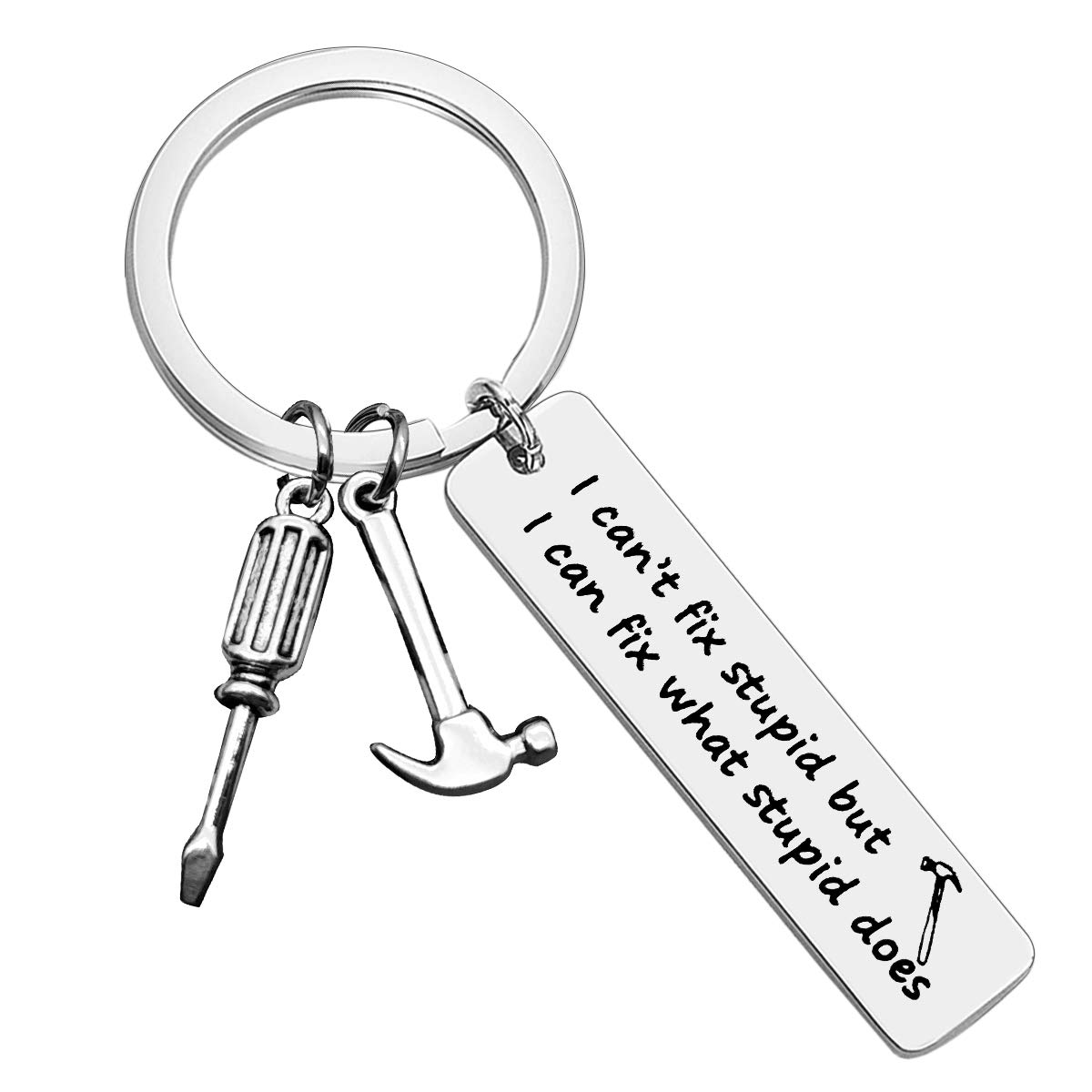 Dabihu Carpenter Keychain Carpenter Builder Gifts I Can Fix What Stupid Does Keyring Woodworker Handyman Gift for Dad Husband Boyfriend Grandpa Mechanic Woodworker Coworker Christmas Birthday Gift