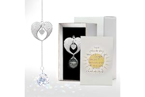 K9KING Sun Catcher Memorial Gifts A Piece of My Heart is in Heaven – Sympathy Gift for Loss of Loved One, Crystal Angel Wings Suncatcher for Windows, Bereavement & Grief Gift for Women, Remembrance Decor