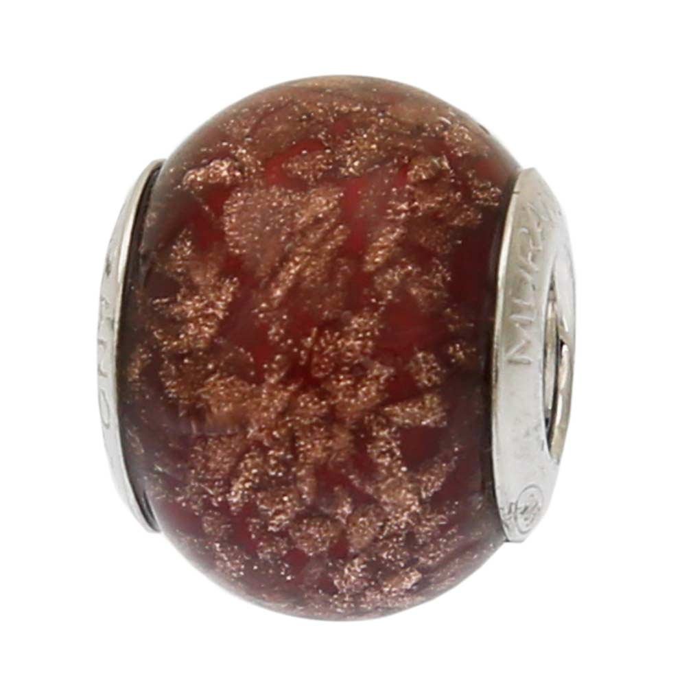 Glass Of Venice Murano Glass Sterling Silver Red Avventurina Charm Bead
