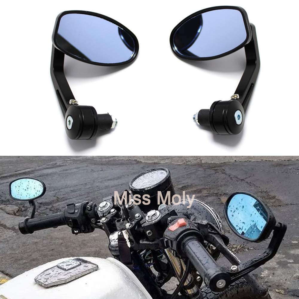 Motorcycle Side Mirror 7/8" 22mm Handlebar Bar End Mirrors for Scooter Cruiser Chopper-Black