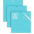 Gwybkq Cutting Mat for Cricut Explore Air 2/Maker/Maker 3 (12x12 Inch,3 Mats) Adhesive Sticky Light Cutting Mats Replacement Accessories Blue