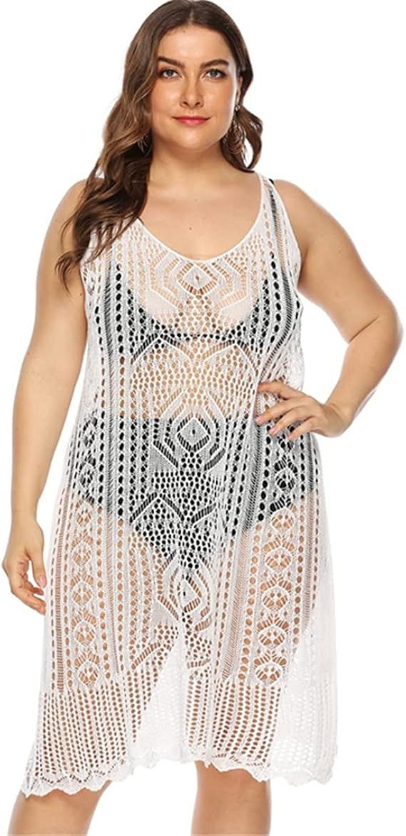 BLACKHEI Plus Size Bathing Suit Cover Ups Women Crochet Beach Dress