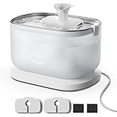 PETLIBRO Cat Water Fountain, Cat Fountain Indoor Stainless Steel Tray, 2.5L/84oz Wireless Pump Pet Water Fountain, Cat Water Dispenser with Two Flow Modes, Pet Fountain for Drinking Easy Clean