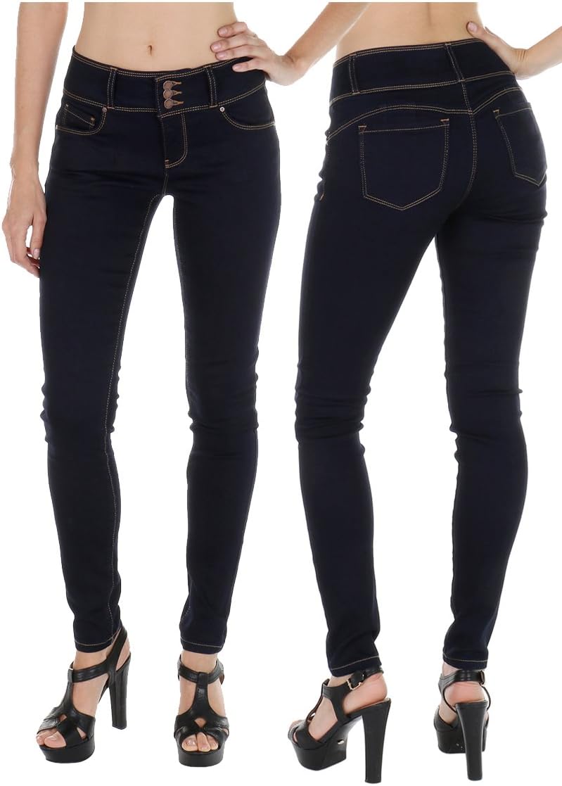 Stretchy Denim Butt Lifting, Zip Fly, 3-Buttons Push-Up Jeans