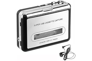 OUDINI Cassette Player, Cassette Tape to MP3 CD Converter via USB, Portable Cassette Tape Converter Captures MP3 Audio Music, Compatible with Laptop and PC