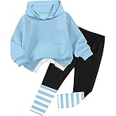NAPU Girls Clothes Pullover Hoodies Little Girls Clothes 2Pcs Outfits Sweatsuit Striped Leggings Set Fall Winter Outfit 3-8Y