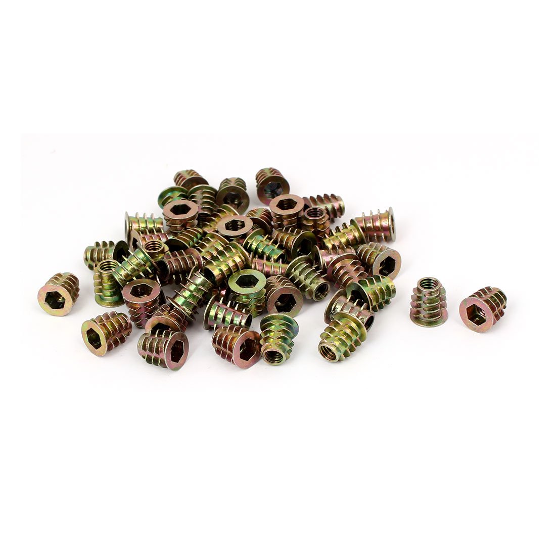 Sourcingmap M6 X 12mm E-Nut Wood Insert Interface Screw Hex Socket Nut Fitting 50PCS