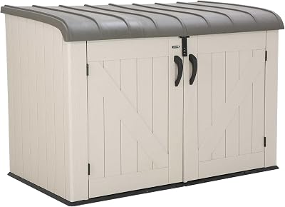 LIFETIME 60170 6 x 3.5 ft Heavy Duty Low Plastic Shed Desert Sand White
