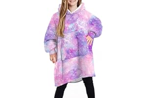 MoneRffi Kid's Blanket Hoodie Oversized Sherpa Wearable Blanket Super Warm Soft Cozy Fleece Sweatshirt Sweater for Boys Girls