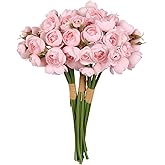 INSUNSIX Ranunculus Artificial Flowers 21PCS Faux Silk Mini Ranunculus Bulk Wedding Filler Flowers for DIY Bridal Shower Bouquets Centerpieces Decor(Pink)
