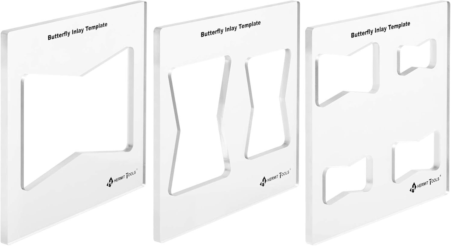 HERMIT TOOLS Butterfly Inlay Template Set ( Pack of 3 ) | Decorative Templates for Woodworking: Kitchen & Dining