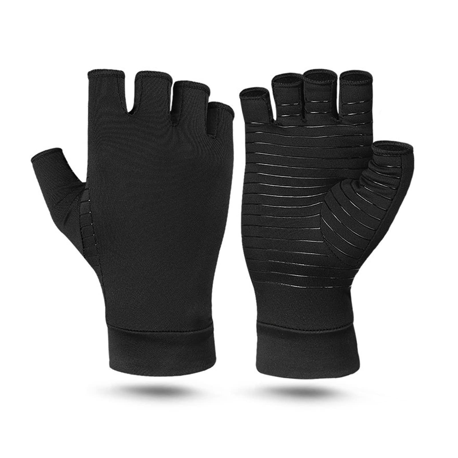 Arthritis Gloves, Half Finger Non Slip Copper Compression Arthritis Gloves Breathable for Women for Computers (M)