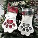 MODCON Christmas Paw Stocking for Pet Dog Large Sherpa Hanging Christmas Stocking for Christmas Decorations, 18 x 11 Inches(01 Red Paw)