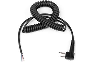 Fumei 4 Raw Wires to M1 2 PIN Adapter 1.8m Durable Coiled Cable for Motorola HYT Black Box Speedcom Two Way Handheld Radios a