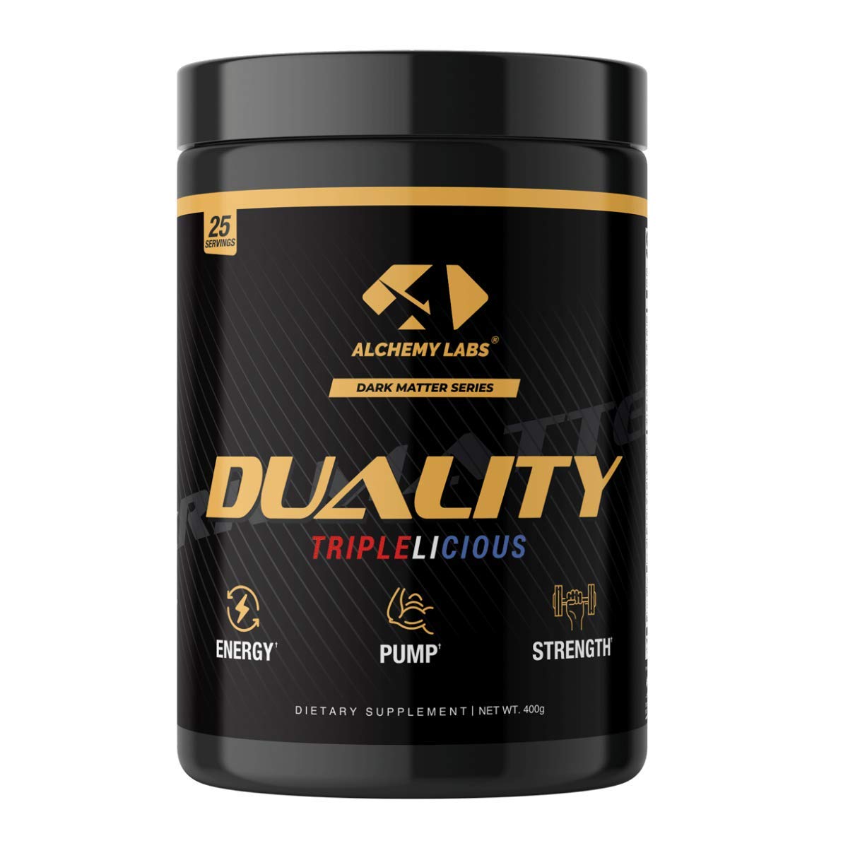 Alchemy Labs - Duality Pre-Workout Powder Energy Drink, Triplelicious, 25 Servings, Caffeine, L-Citr